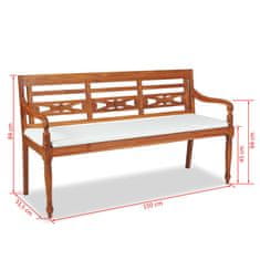 Vidaxl Klop Batavia z blazinami 150 cm tikovina