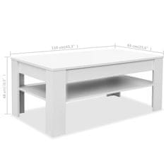 Vidaxl Klubska mizica iverna plošča 110x65x48 cm bela