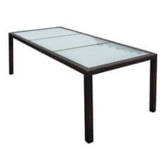 Vidaxl Vrtna miza 190x90x75 cm rjav poli ratan in steklo