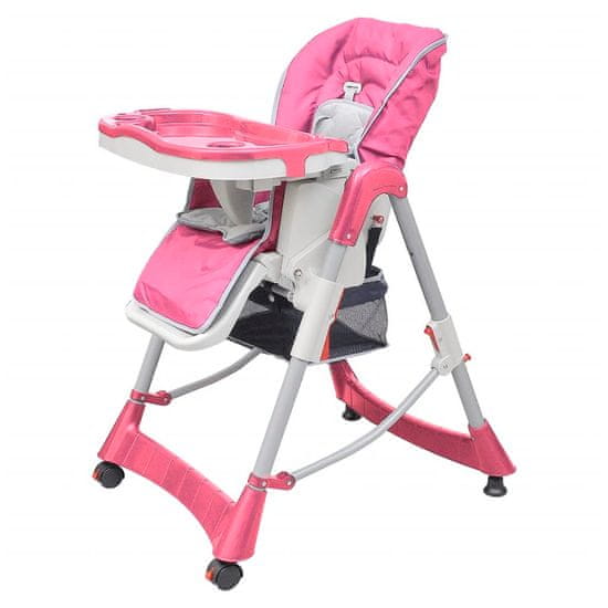 shumee Luksuzni stolček za hranjenje z nastavljivo višino roza barve