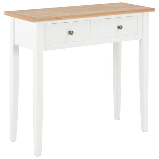Vidaxl Toaletna konzolna mizica iz lesa 79x30x74 cm bela