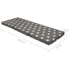 Vidaxl Tridelna vzmetnica iz pene 190x70x9 cm siva