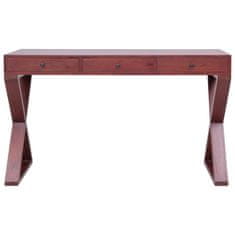 Vidaxl Računalniška miza rjava 132x47x77 cm trden mahagonij