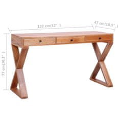 Vidaxl Računalniška miza naravna 132x47x77 cm trden mahagonij