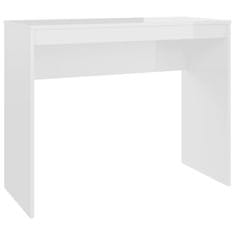 Vidaxl Pisalna miza visok sijaj bela 90x40x72 cm iverna plošča