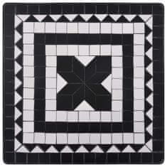 Greatstore Bistro garnitura z mozaikom 3-delna keramična črna in bela