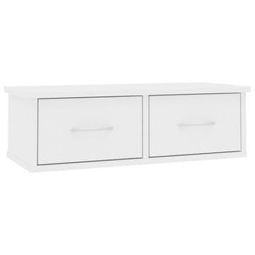 Vidaxl Stenska polica s predali bela 60x26x18,5 cm inženirski les