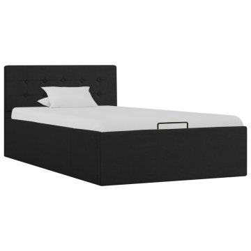 Vidaxl Dvižni posteljni okvir temno sivo blago 90x200 cm