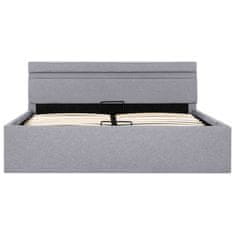 Vidaxl Dvižni posteljni okvir LED svetlo sivo blago 140x200 cm