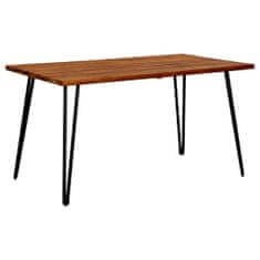 shumee Vrtna miza z nogami v obliki sponke 140x80x75 cm trdna akacija
