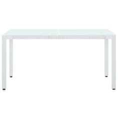 Vidaxl Vrtna miza bela 150x90x75 cm poli ratan