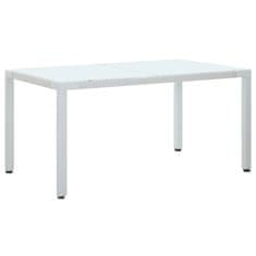 Vidaxl Vrtna miza bela 150x90x75 cm poli ratan