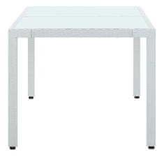 Vidaxl Vrtna miza bela 150x90x75 cm poli ratan