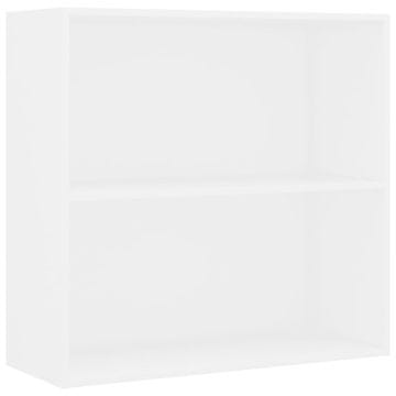 Vidaxl Knjižna omara 2-nadstropna bela 80x30x76,5 cm inženirski les