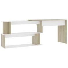 Vidaxl Kotna pisalna miza bela in sonoma hrast 200x50x76 cm