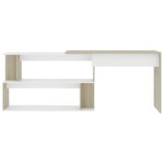 Vidaxl Kotna pisalna miza bela in sonoma hrast 200x50x76 cm