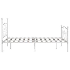 Vidaxl Posteljni okvir z letvenim dnom bel kovinski 140x200 cm