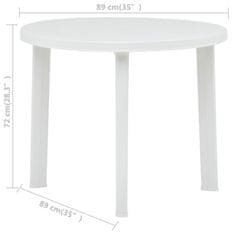 Vidaxl Vrtna miza bela 89 cm plastika