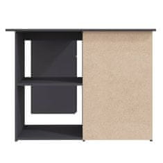 Vidaxl Kotna pisalna miza siva 145x100x76 cm iverna plošča