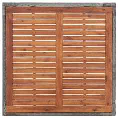 Vidaxl Vrtna miza siva 90x90x75 cm poli ratan in trden akacijev les