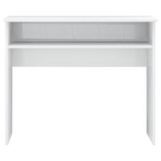 Vidaxl Pisalna miza visok sijaj bela 90x50x74 cm iverna plošča