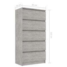 Vidaxl Predalnik betonsko siv 60x35x121 cm iverna plošča