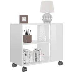 Vidaxl Stranska mizica visok sijaj bela 70x35x55 cm iverna plošča