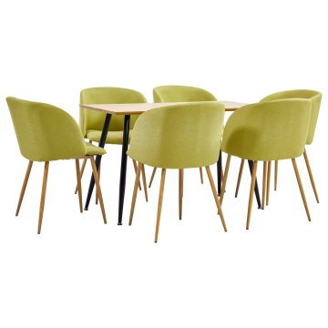 Vidaxl Jedilna garnitura 7-delna blago zelene barve