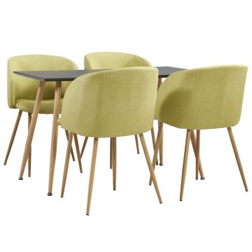 Vidaxl Jedilna garnitura 5-delna blago zelene barve