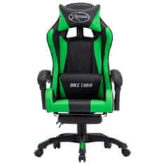Vidaxl Racing stol z oporo za noge zeleno in črno umetno usnje