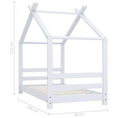 Vidaxl Otroški posteljni okvir bel iz trdne borovine 70x140 cm