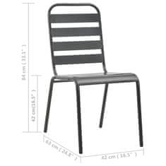 shumee Zunanji stoli 4 kosi letveni dizajn jeklo temno sivi