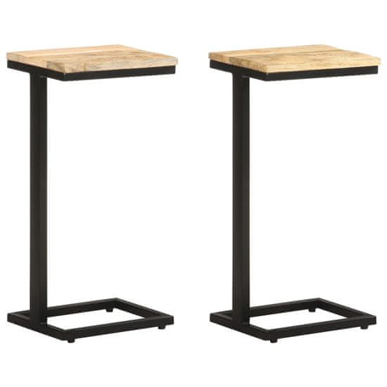 Vidaxl Stranske mizice 2 kosa 31,5x24,5x64,5 cm robusten mangov les