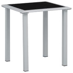 Vidaxl Vrtna miza, črna in srebrna, 41x41x45 cm, jeklo in steklo