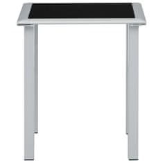 Vidaxl Ležalnik 2 kosa z mizico aluminij črne barve