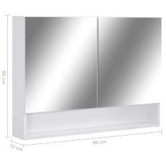 Greatstore LED kopalniška omarica z ogledalom bela 80x15x60 cm MDF