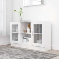 Vidaxl Vitrina visok sijaj bela 120x30,5x70 cm iverna plošča