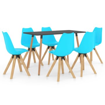 Vidaxl Jedilna garnitura 7-delna modra