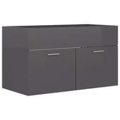 Vidaxl Omarica za umivalnik visok sijaj siva 80x38,5x46 cm iverna pl.