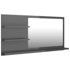Greatstore Kopalniško ogledalo visok sijaj sivo 90x10,5x45 cm iverna pl.