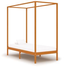 Vidaxl Posteljni okvir z baldahinom medeno rjav iz borovine 100x200 cm