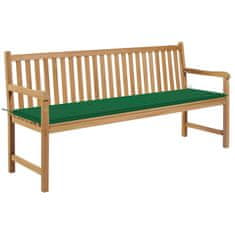 Vidaxl Vrtna klop z zeleno blazino 175 cm trdna tikovina