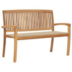 Vidaxl Vrtna klop z blazino 128,5 cm trdna tikovina
