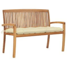 Vidaxl Vrtna klop z blazino 128,5 cm trdna tikovina