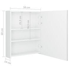 Greatstore LED kopalniška omarica z ogledalom sijoče bela 50x14x60 cm