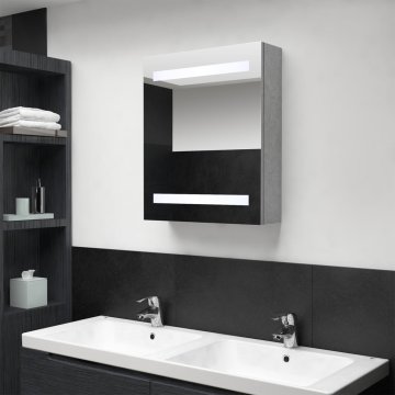 Vidaxl LED kopalniška omarica z ogledalom betonsko siva 50x14x60 cm