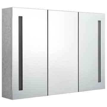 Vidaxl LED kopalniška omarica z ogledalom betonsko siva 89x14x62 cm
