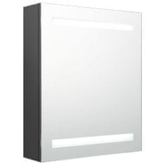 Greatstore LED kopalniška omarica z ogledalom siva 50x14x60 cm