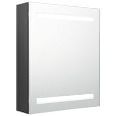 Vidaxl LED kopalniška omarica z ogledalom siva 50x14x60 cm