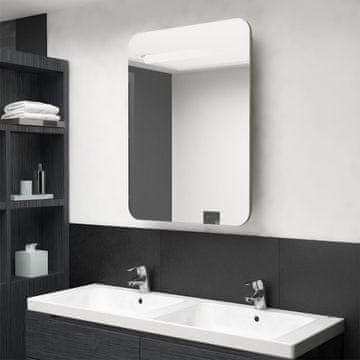 shumee vidaXL Kopalniška omarica z ogledalom in LED osvetlitvijo hrastov zaključek 60 x 11 x 80 cm